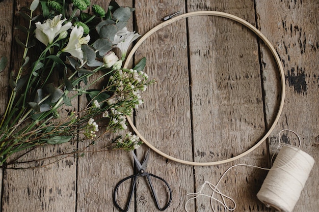 Hoop with floral embroidery