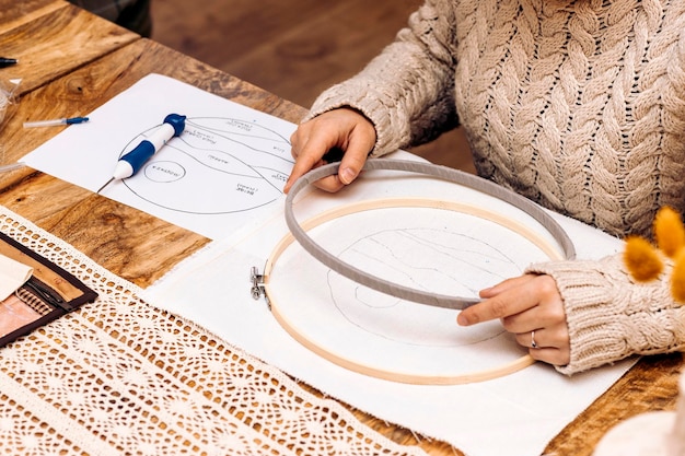 Embroidery process steps